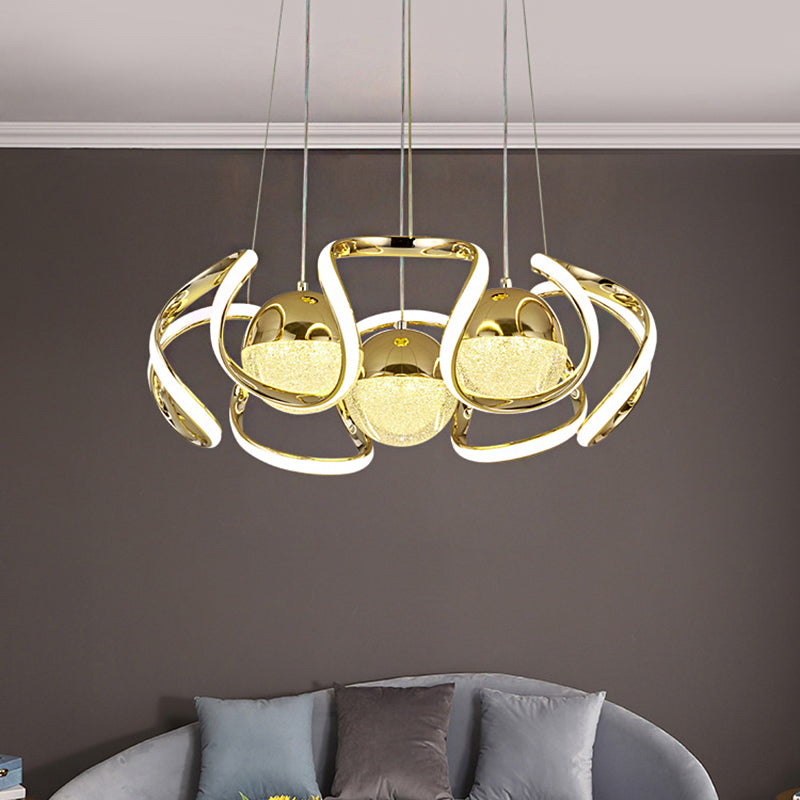 Modern Acrylic And Gold Led Chandelier Light For Dining Room