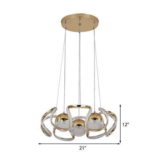 Modern Acrylic And Gold Led Chandelier Light For Dining Room