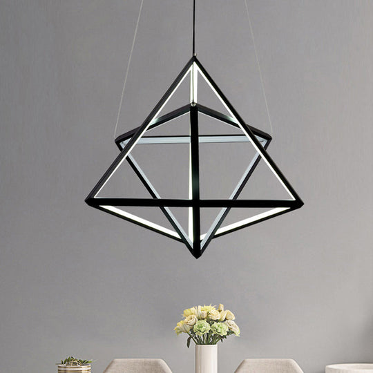 Modern Black Triangle Acrylic LED Chandelier - Stylish Dining Room Suspension Light