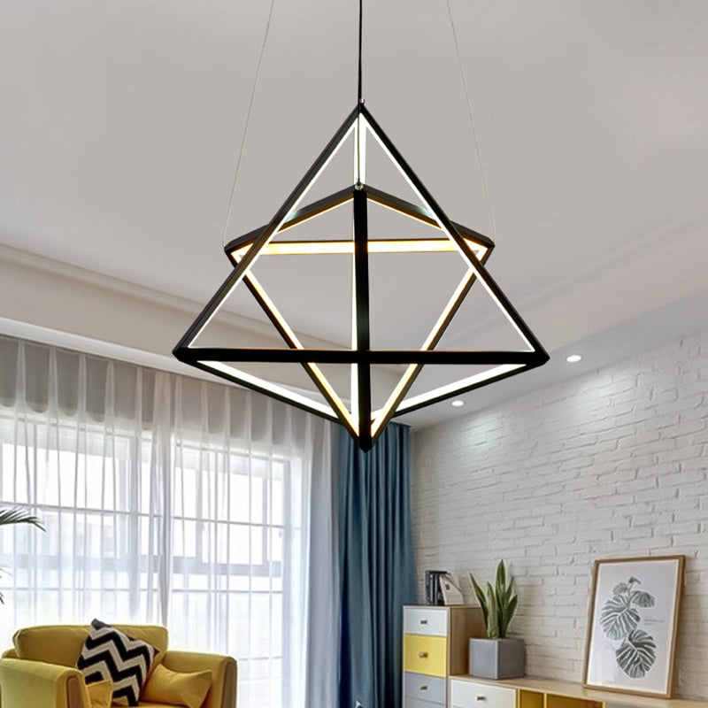 Modern Black Triangle Acrylic LED Chandelier - Stylish Dining Room Suspension Light