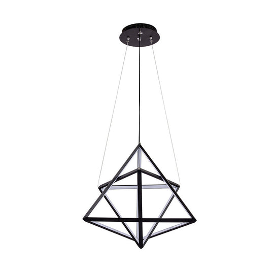 Modern Acrylic Triangle Chandelier With Black Led Lights For Dining Room