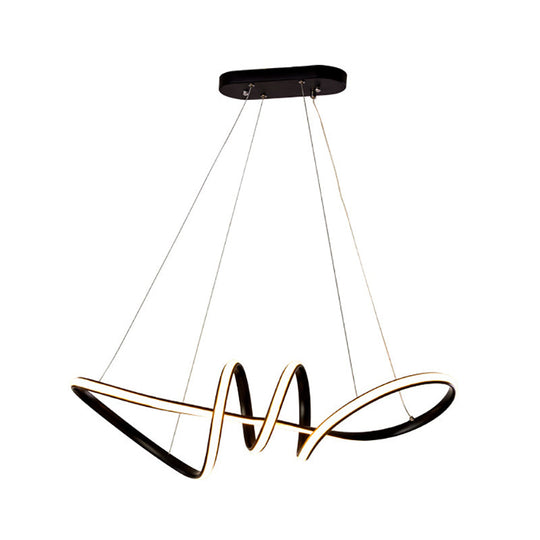 Minimalist Led Spiral Chandelier Light - Black Acrylic Hanging Kit For Dining Room