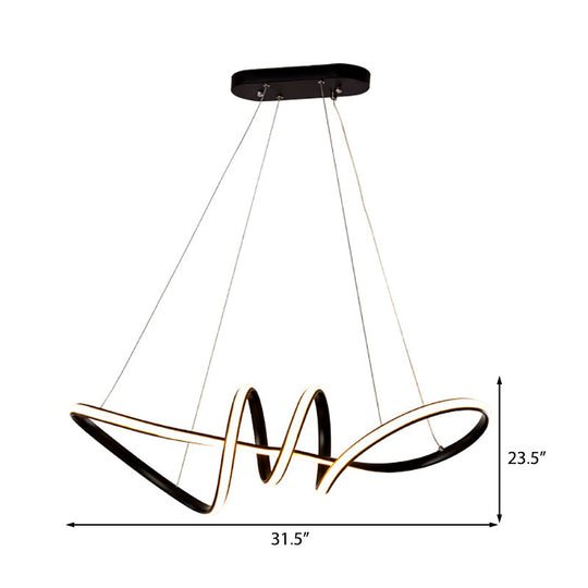 Minimalist Black Spiral Chandelier: LED Acrylic Hanging Light Kit for Dining Room