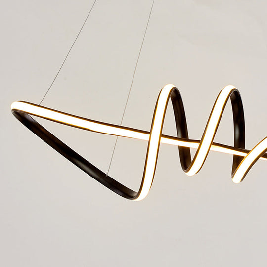Minimalist Led Spiral Chandelier Light - Black Acrylic Hanging Kit For Dining Room