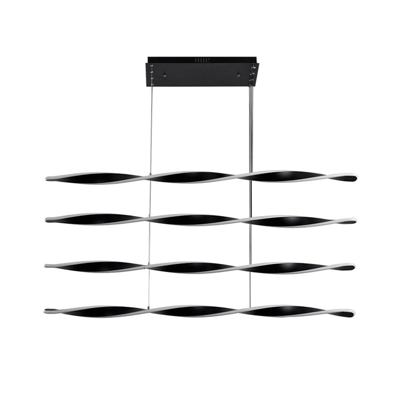 Modern Led Chandelier With Black Acrylic Spiral Pendant Light - Ideal For Dining Room