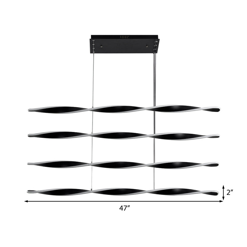 Modern LED Black Spiral Chandelier Pendant Light for Dining Room
