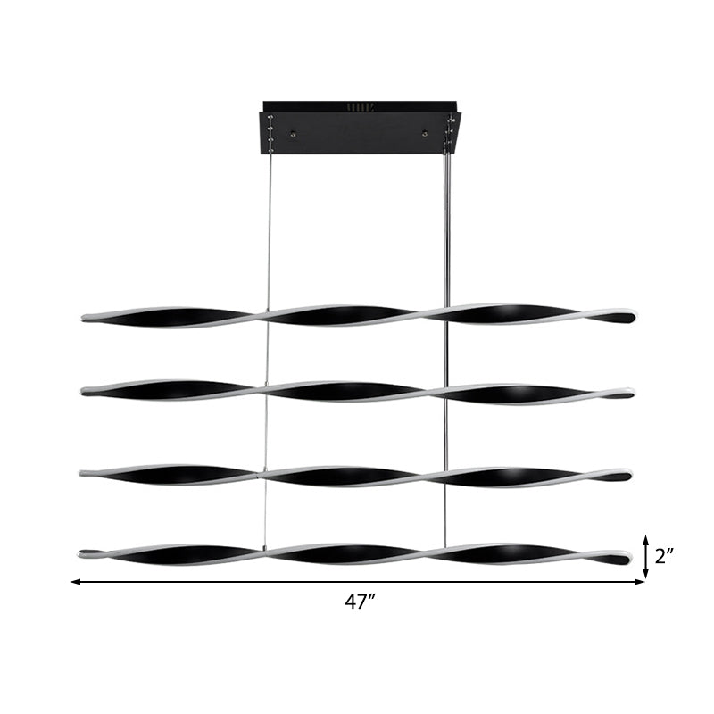 Modern Led Chandelier With Black Acrylic Spiral Pendant Light - Ideal For Dining Room