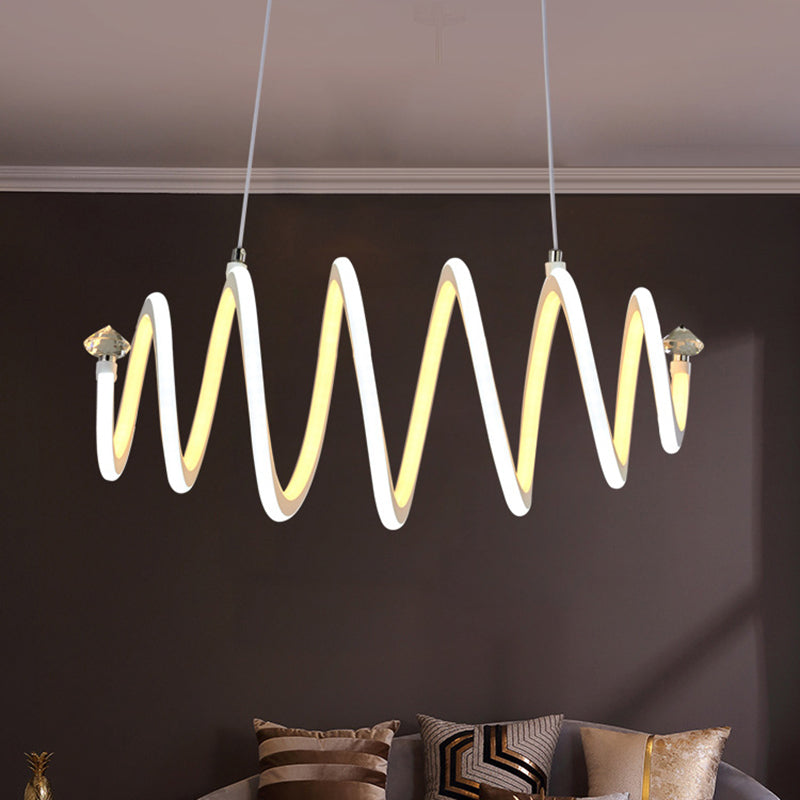 Sleek White Led Spiral Chandelier: Acrylic Hanging Light For The Living Room