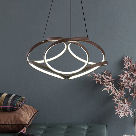 Modern Acrylic Coffee LED Chandelier Light - Seamlessly Curved Suspension for Living Room