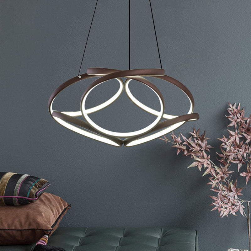 Chic Curve Led Chandelier For Modern Living Rooms Brown