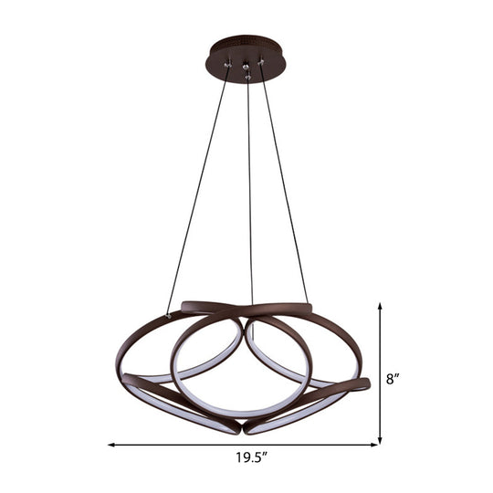 Modern Acrylic Coffee LED Chandelier Light - Seamlessly Curved Suspension for Living Room