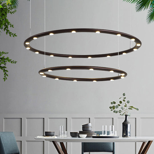 Modern Acrylic Led Ring Chandelier Light - 1/2 Tiers Black/White Warm/White For Bedroom