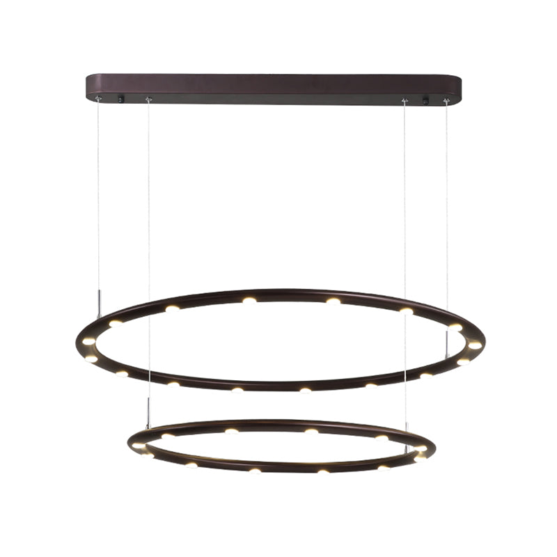 Modern Acrylic 1/2-Tier LED Ring Chandelier Light in Black/White for Bedroom: Warm/White Lighting