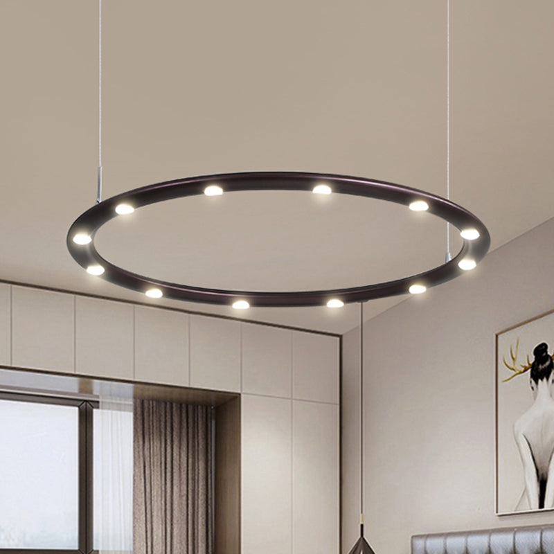 Modern Acrylic 1/2-Tier LED Ring Chandelier Light in Black/White for Bedroom: Warm/White Lighting