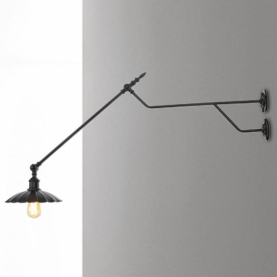 1-Light Metal Matte Black Sconce Lamp - Industrial Wall Mounted Lighting For Indoor Spaces