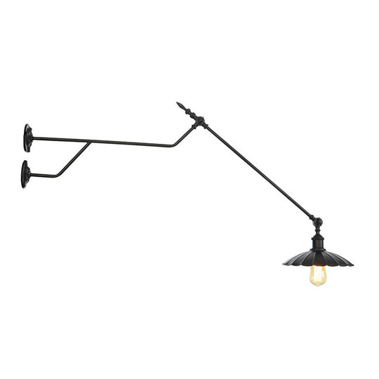 1-Light Metal Matte Black Sconce Lamp - Industrial Wall Mounted Lighting For Indoor Spaces