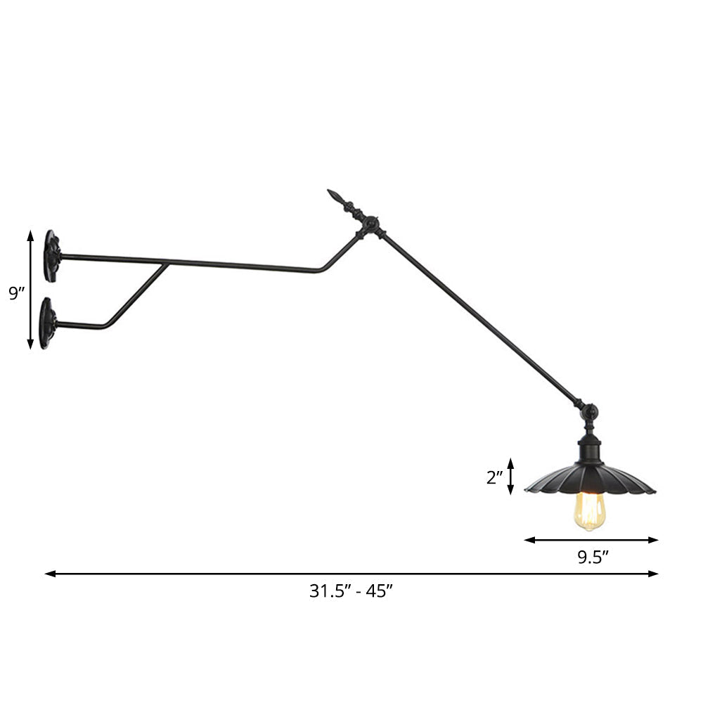 1-Light Metal Matte Black Sconce Lamp - Industrial Wall Mounted Lighting For Indoor Spaces