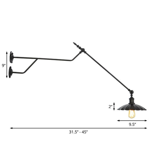 1-Light Metal Matte Black Sconce Lamp - Industrial Wall Mounted Lighting For Indoor Spaces