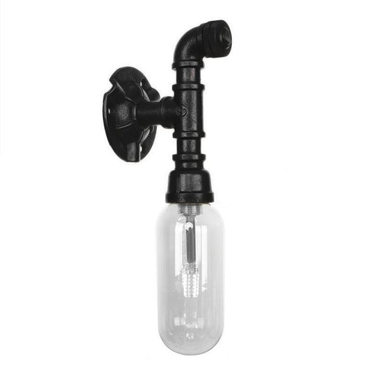 Industrial Black Capsule Shade Sconce Light With Clear Glass Wall Mount Corridor Lighting