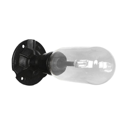Industrial Clear Glass Wall Lamp Lighting With Pipe Design - Black Sconce Light Fixture