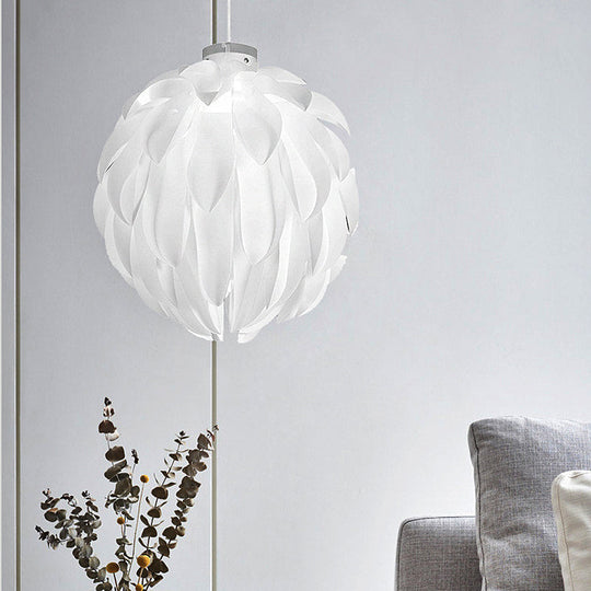 Art Deco Flower Pendant Light - White Plastic Ceiling For Dining Room 16/19.5 Wide