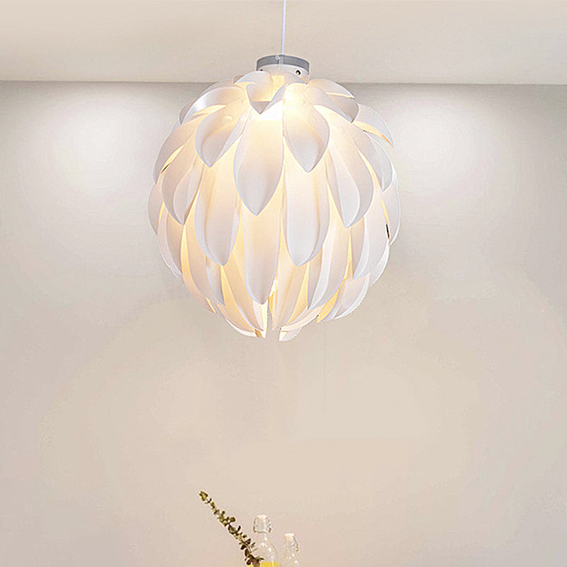 Art Deco Flower Pendant Light - White Plastic Ceiling For Dining Room 16/19.5 Wide