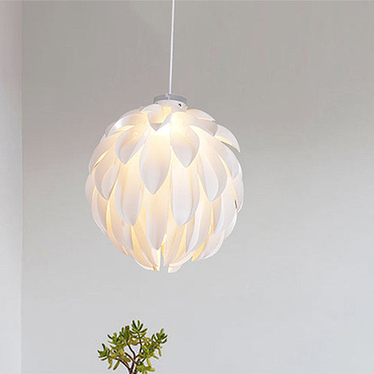 Art Deco Flower Pendant Light - White Plastic Ceiling For Dining Room 16/19.5 Wide / 19.5