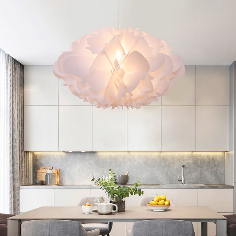 Art Deco Cloud Hanging Ceiling Light: Acrylic 1 Light White Dining Room Suspension (16/23.5 Wide) /