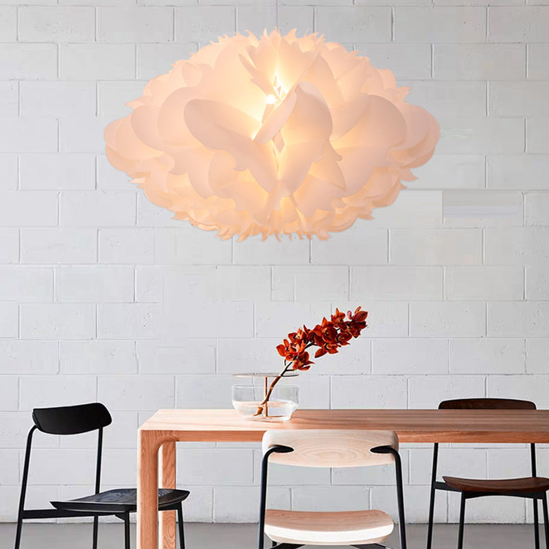 Art Deco Cloud Hanging Ceiling Light: Acrylic 1 Light White Dining Room Suspension (16/23.5 Wide)