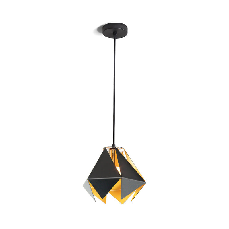 Modern Glass Geometric Hanging Ceiling Light, Black, 1-Light, 8.5"/12.5" Wide