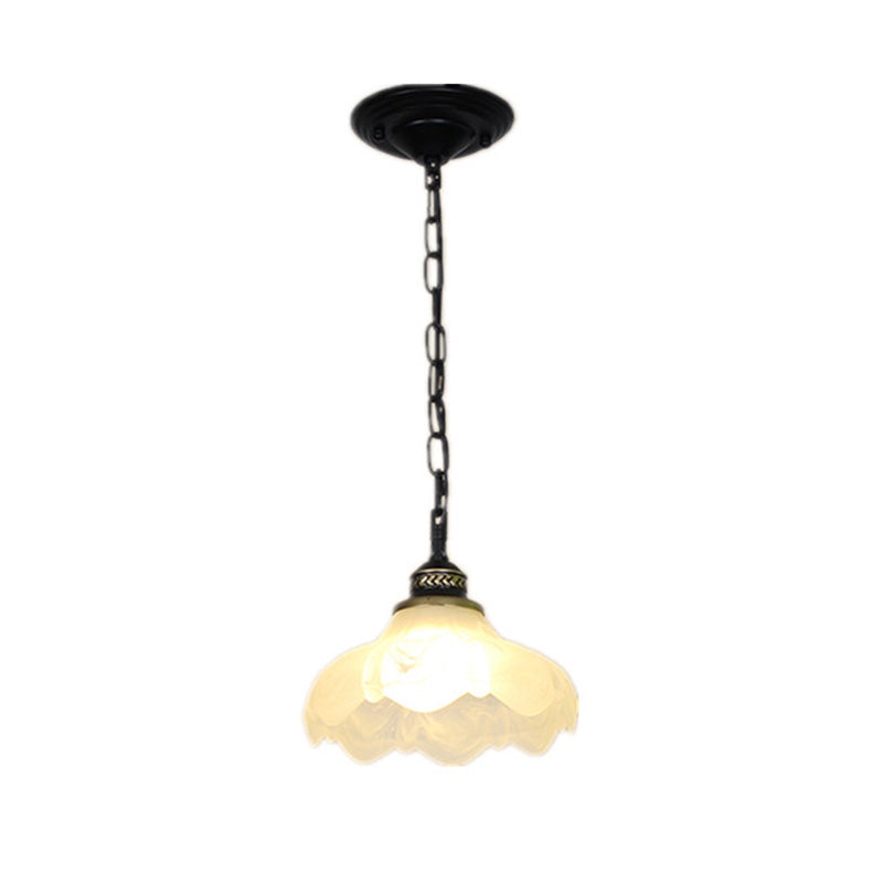 Classic Bell Shade Ceiling Light - Single Bulb Pendant With White Frost Glass