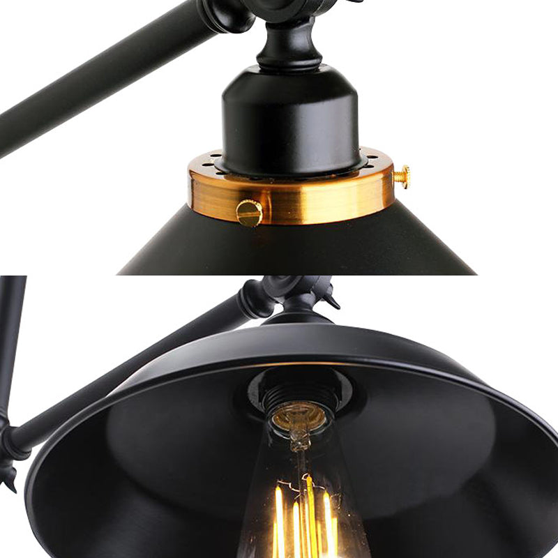 Industrial Metal Wall Lamp: Stylish Barn Shade Sconce Light Adjustable 1 Black 8/10 Width