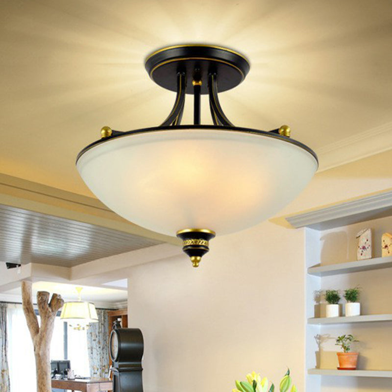 Modern Frost Glass Semi Flush Light Fixture - Perfect For Dining Room Décor Black