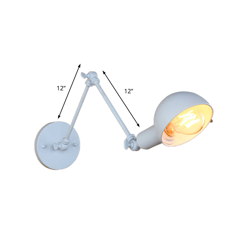 Retro Swing Arm Wall Lamp - Metallic Mini Sconce Light In White For Study Room