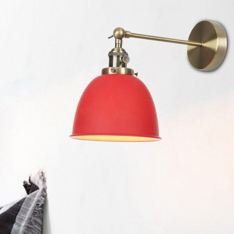 Industrial Metal Wall Lamp With Domed Shade And 1 Bulb Perfect For Bedroom - Black/Grey/White Red