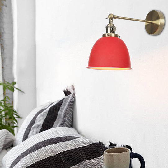 Industrial Metal Wall Lamp With Domed Shade And 1 Bulb Perfect For Bedroom - Black/Grey/White