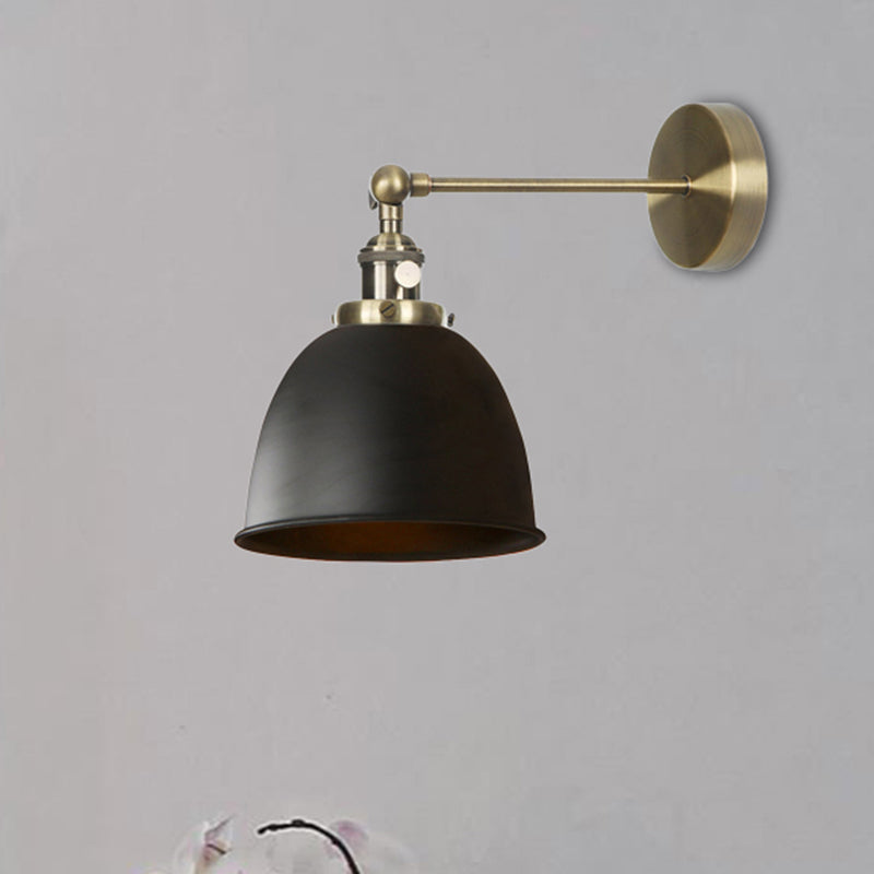 Industrial Metal Wall Lamp With Domed Shade And 1 Bulb Perfect For Bedroom - Black/Grey/White Black