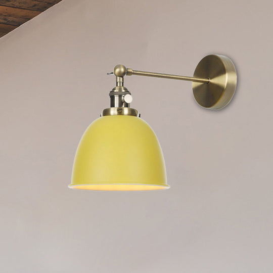 Industrial Metal Wall Lamp With Domed Shade And 1 Bulb Perfect For Bedroom - Black/Grey/White Yellow
