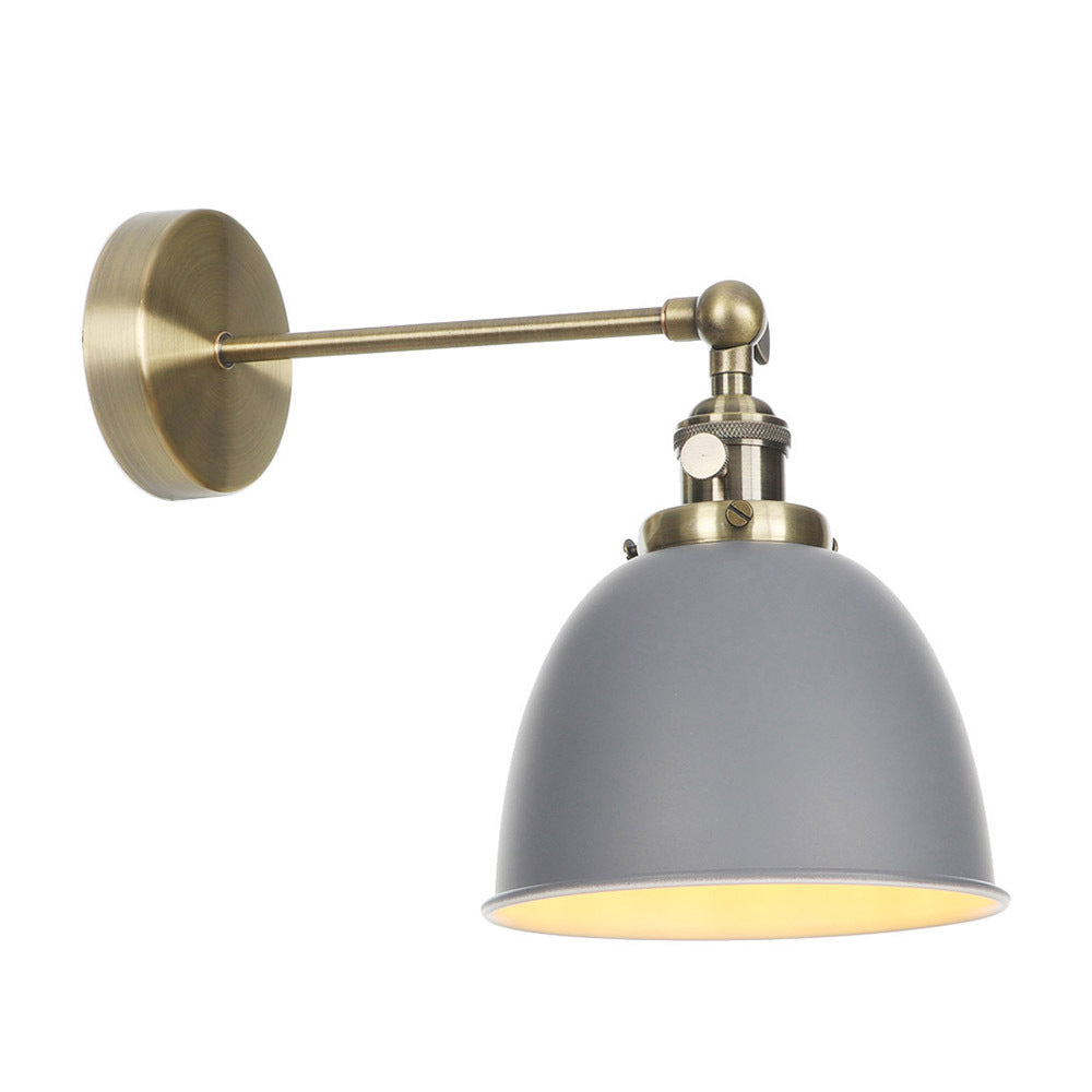 Industrial Metal Wall Lamp With Domed Shade And 1 Bulb Perfect For Bedroom - Black/Grey/White