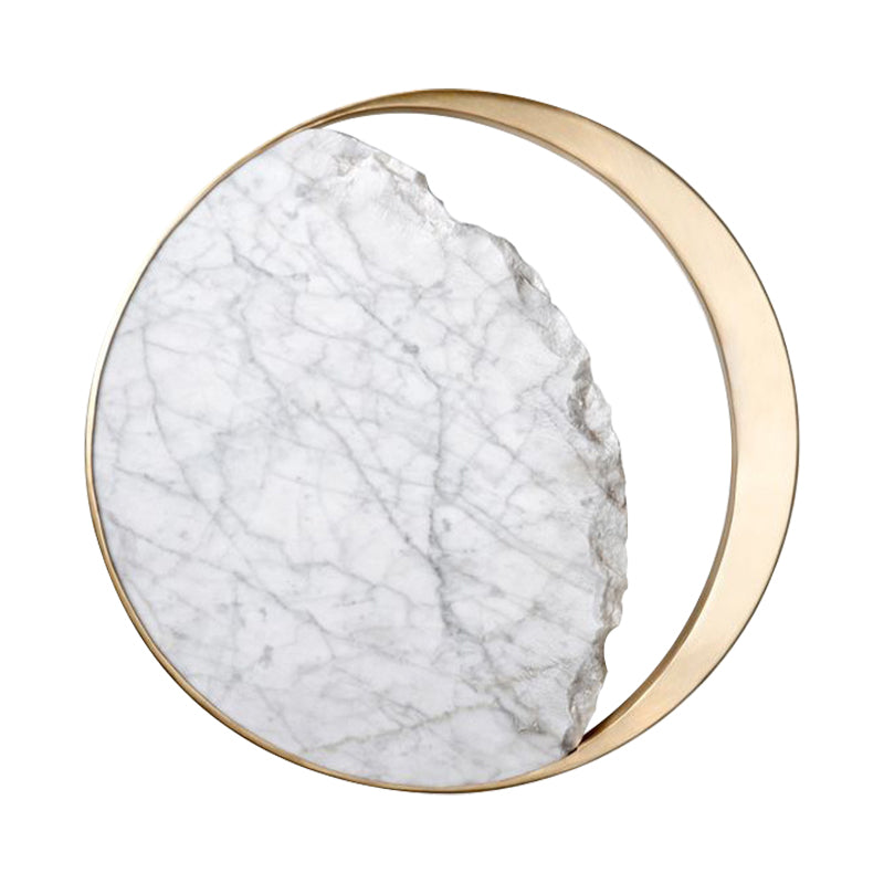Modern Round Marble And Acrylic White Led Wall Sconce For Bedroom