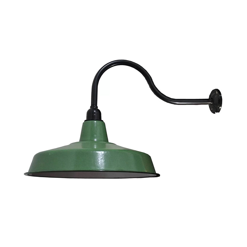 Vintage Barn Wall Light Fixture - 14/16 Dia Metal Sconce In Green For Restaurants