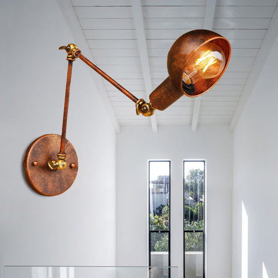 Antique Style Rust Domed Wall Light With Swing Arm - Ideal For Reading And Living Room Décor / 8+8