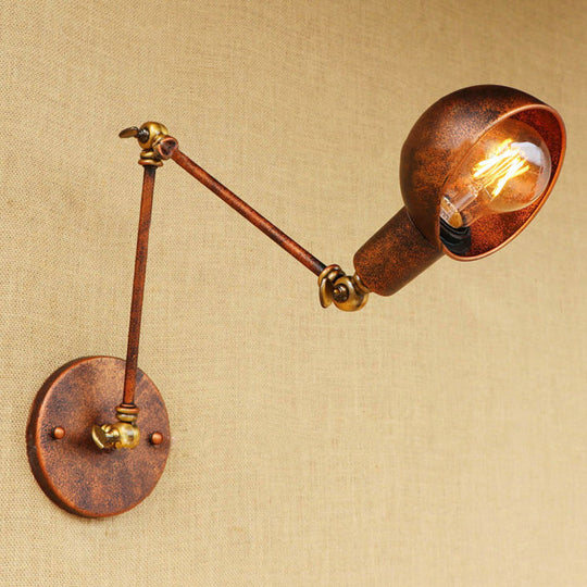 Antique Style Rust Domed Wall Light With Swing Arm - Ideal For Reading And Living Room Décor
