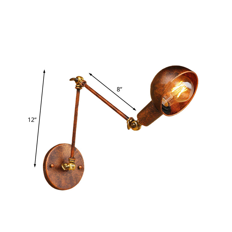 Antique Style Rust Domed Wall Light With Swing Arm - Ideal For Reading And Living Room Décor