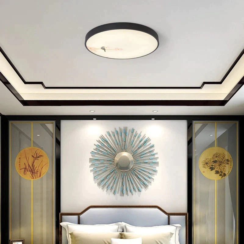 Modern New Flower Bird Round Bedroom Ceiling Lamp
