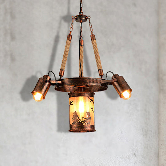 Vintage Metal Chandelier: Weathered Copper Dining Room Pendant Light (4 Or 7 Lights) 4 /