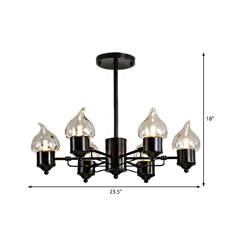 Cylindrical Glass Pendant Chandelier with Industrial 3/6 Lights - Ideal for Living Room, Includes Round Canopy