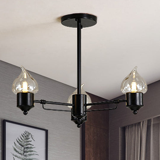 Industrial Clear Glass Cylinder Hanging Chandelier - 3/6 Light Pendant For Living Room With Round