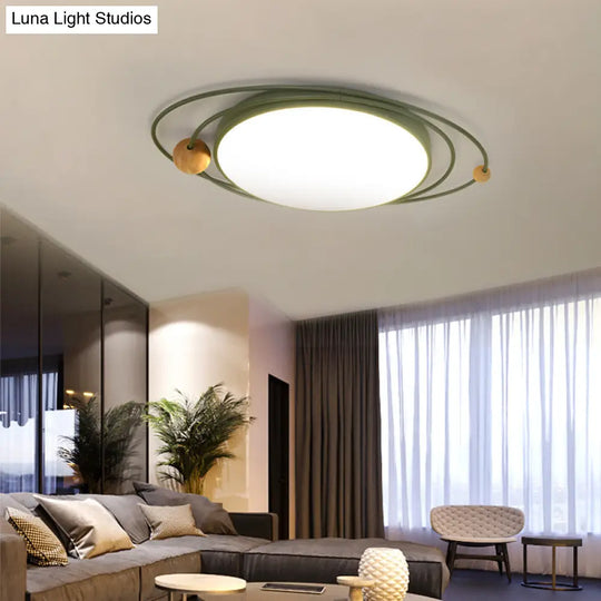 21/26/31 Dia Round Flush Mount Light Nordic Metal Gray/White/Green Led Ceiling For Bedroom In