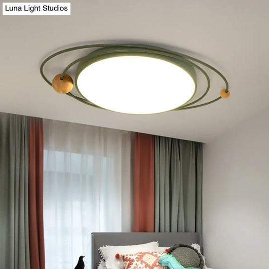 21/26/31 Dia Round Flush Mount Light Nordic Metal Gray/White/Green Led Ceiling For Bedroom In